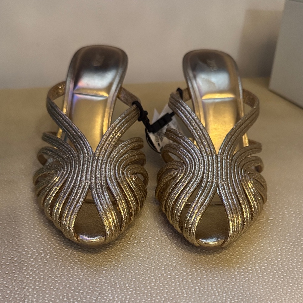 Zara Gold Heels Mule size 37